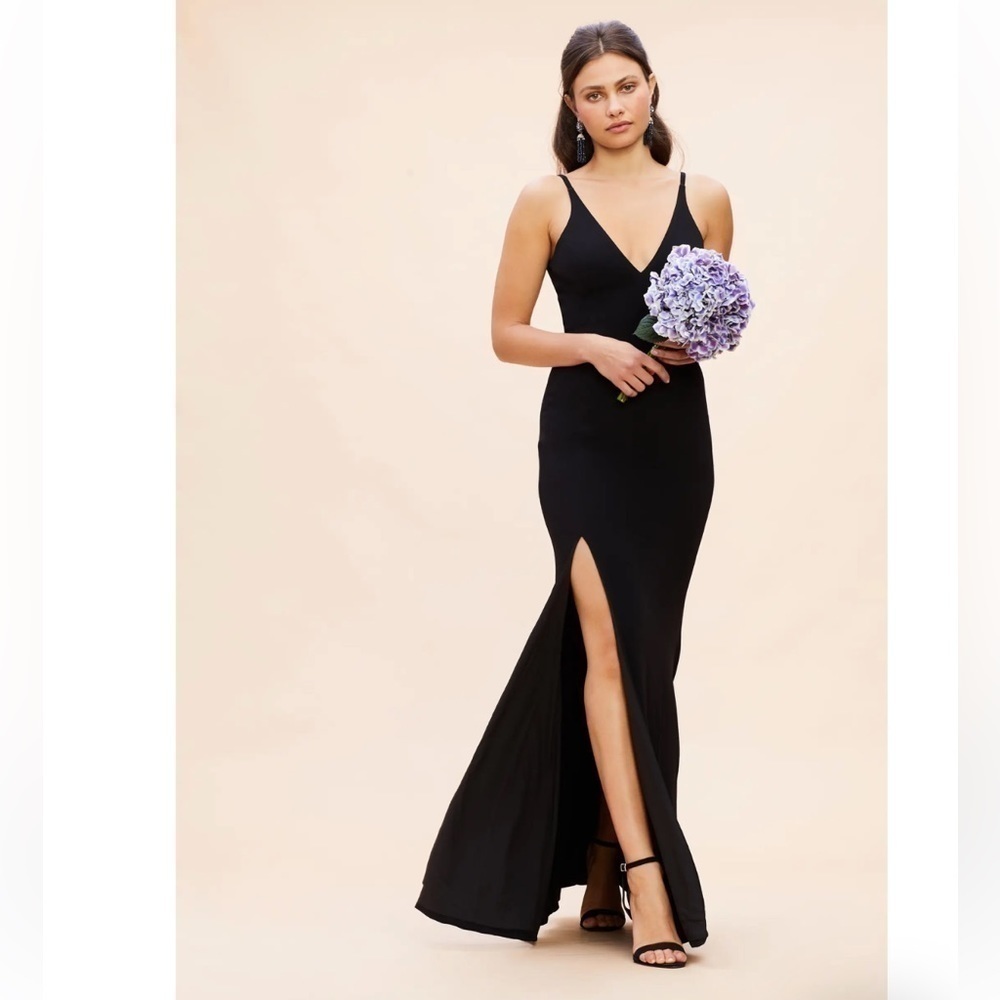 Dress the population Black Iris Slit Crepe Gown Small - Picture 4 of 15